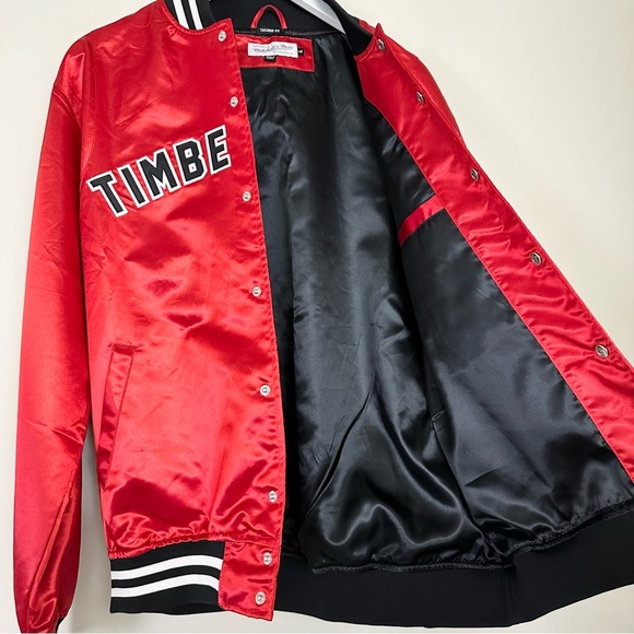 Timberland x Mitchell & Ness Satin Red Track Jacket - Picture 5 of 12
